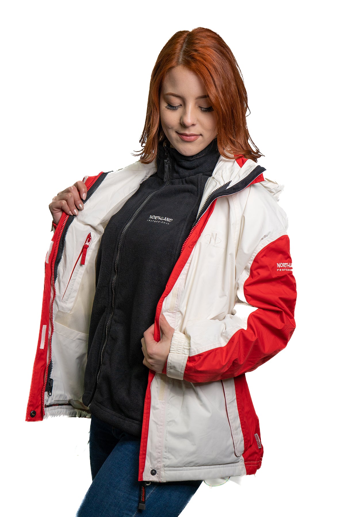 PARKA MUJER 3 EN 1 NORTHLAND MERIBEL COMBI WHITE RED 02-009254